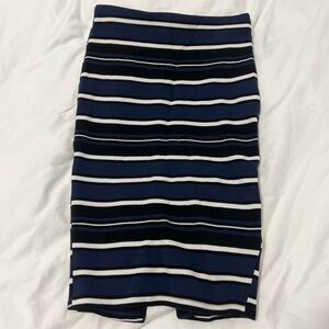 Zara women’s blue black white stripe pencil stretch skirt small